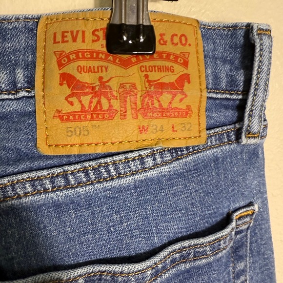 Levi's 503 Mens W34 L32 Blue Denim Straight Leg Jeans Distressed Ripped - Picture 7 of 8